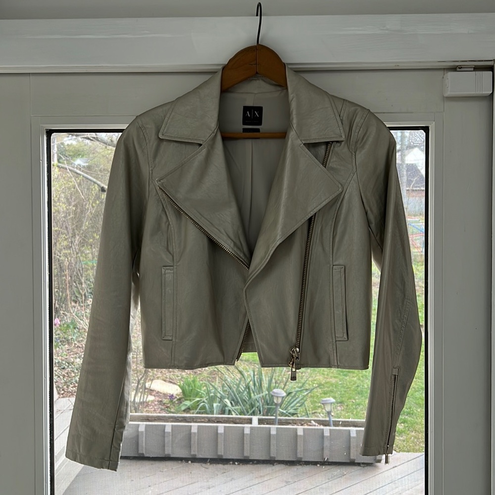 Armani Exchange Vegan Leather Moto Jacket